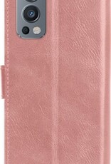 BASEY. Hoes Geschikt voor OnePlus Nord 2 Hoesje Bookcase Hoes Flip Case Book Cover - Hoesje Geschikt voor OnePlus Nord 2 Hoes Book Case Hoesje - Rosé goud
