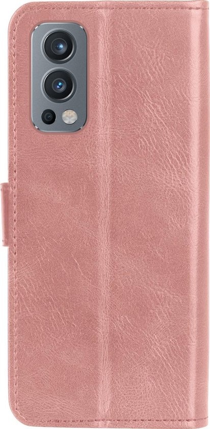 BASEY. Hoes Geschikt voor OnePlus Nord 2 Hoesje Bookcase Hoes Flip Case Book Cover - Hoesje Geschikt voor OnePlus Nord 2 Hoes Book Case Hoesje - Rosé goud