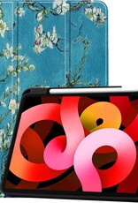 BASEY. Hoesje Geschikt voor iPad Air 2020 Hoes Case Tablet Hoesje Tri-fold Met Uitsparing Geschikt voor Apple Pencil - Hoes Geschikt voor iPad Air 4 2020 Hoesje Hard Cover Bookcase Hoes - Bloesem
