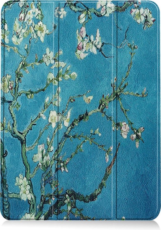 BASEY. Hoesje Geschikt voor iPad Air 2020 Hoes Case Tablet Hoesje Tri-fold Met Uitsparing Geschikt voor Apple Pencil - Hoes Geschikt voor iPad Air 4 2020 Hoesje Hard Cover Bookcase Hoes - Bloesem