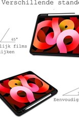 BASEY. Hoesje Geschikt voor iPad Air 2020 Hoes Case Tablet Hoesje Tri-fold Met Uitsparing Geschikt voor Apple Pencil - Hoes Geschikt voor iPad Air 4 2020 Hoesje Hard Cover Bookcase Hoes - Bloesem