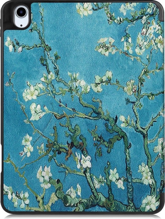 BASEY. Hoesje Geschikt voor iPad Air 2020 Hoes Case Tablet Hoesje Tri-fold Met Uitsparing Geschikt voor Apple Pencil - Hoes Geschikt voor iPad Air 4 2020 Hoesje Hard Cover Bookcase Hoes - Bloesem
