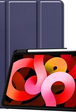 BASEY. Hoesje Geschikt voor iPad Air 2020 Hoes Case Tablet Hoesje Tri-fold Met Uitsparing Geschikt voor Apple Pencil - Hoes Geschikt voor iPad Air 4 2020 Hoesje Hard Cover Bookcase Hoes - Donkerblauw