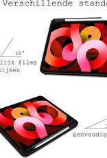 BASEY. Hoesje Geschikt voor iPad Air 2020 Hoes Case Tablet Hoesje Tri-fold Met Uitsparing Geschikt voor Apple Pencil - Hoes Geschikt voor iPad Air 4 2020 Hoesje Hard Cover Bookcase Hoes - Donkerblauw