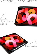 BASEY. Hoesje Geschikt voor iPad Air 2020 Hoes Case Tablet Hoesje Tri-fold Met Uitsparing Geschikt voor Apple Pencil - Hoes Geschikt voor iPad Air 4 2020 Hoesje Hard Cover Bookcase Hoes - Donkergroen