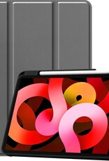 BASEY. Hoesje Geschikt voor iPad Air 2020 Hoes Case Tablet Hoesje Tri-fold Met Uitsparing Geschikt voor Apple Pencil - Hoes Geschikt voor iPad Air 4 2020 Hoesje Hard Cover Bookcase Hoes - Grijs