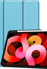 BASEY. Hoesje Geschikt voor iPad Air 2020 Hoes Case Tablet Hoesje Tri-fold Met Uitsparing Geschikt voor Apple Pencil - Hoes Geschikt voor iPad Air 4 2020 Hoesje Hard Cover Bookcase Hoes - Lichtblauw