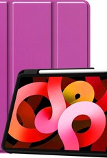 BASEY. Hoesje Geschikt voor iPad Air 2020 Hoes Case Tablet Hoesje Tri-fold Met Uitsparing Geschikt voor Apple Pencil - Hoes Geschikt voor iPad Air 4 2020 Hoesje Hard Cover Bookcase Hoes - Paars