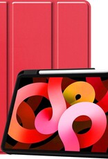 BASEY. Hoesje Geschikt voor iPad Air 2020 Hoes Case Tablet Hoesje Tri-fold Met Uitsparing Geschikt voor Apple Pencil - Hoes Geschikt voor iPad Air 4 2020 Hoesje Hard Cover Bookcase Hoes - Rood