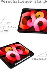 BASEY. Hoesje Geschikt voor iPad Air 2020 Hoes Case Tablet Hoesje Tri-fold Met Uitsparing Geschikt voor Apple Pencil - Hoes Geschikt voor iPad Air 4 2020 Hoesje Hard Cover Bookcase Hoes - Rood
