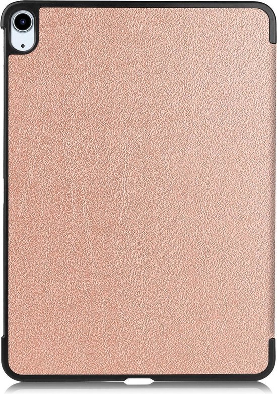 BASEY. Hoesje Geschikt voor iPad Air 2020 Hoes Case Tablet Hoesje Tri-fold Met Uitsparing Geschikt voor Apple Pencil - Hoes Geschikt voor iPad Air 4 2020 Hoesje Hard Cover Bookcase Hoes - Rosé goud