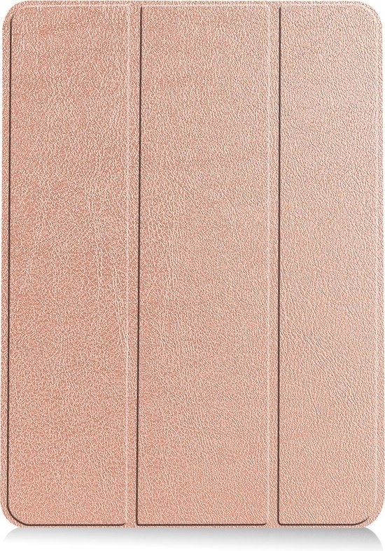 BASEY. Hoesje Geschikt voor iPad Air 2020 Hoes Case Tablet Hoesje Tri-fold Met Uitsparing Geschikt voor Apple Pencil - Hoes Geschikt voor iPad Air 4 2020 Hoesje Hard Cover Bookcase Hoes - Rosé goud