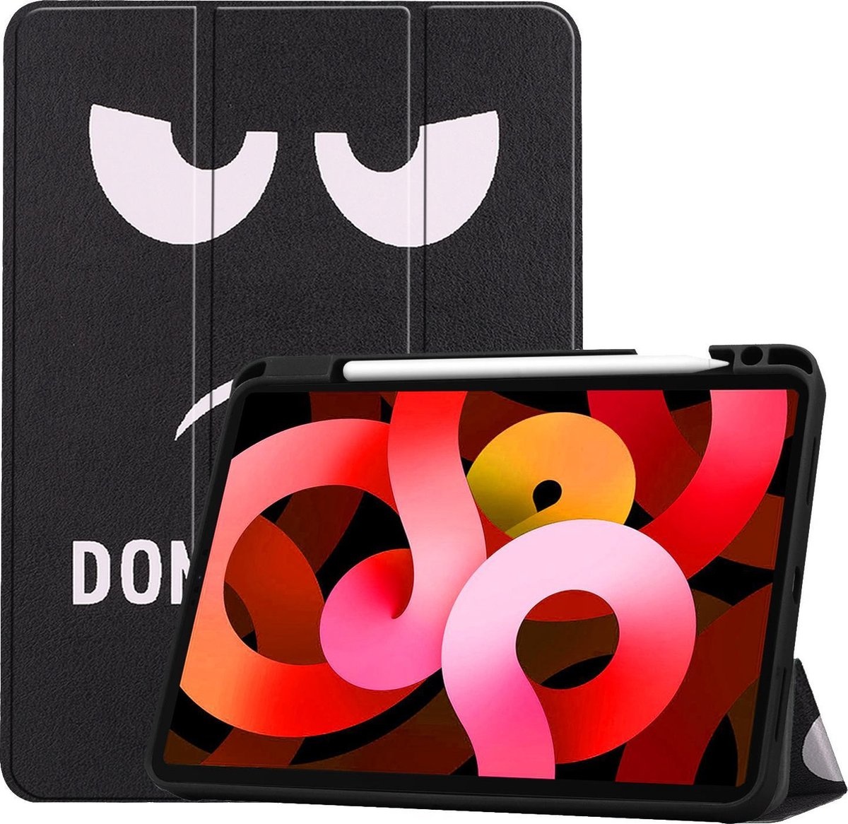 BASEY. Hoesje Geschikt voor iPad Air 2020 Hoes Case Tablet Hoesje Tri-fold Met Uitsparing Geschikt voor Apple Pencil - Hoes Geschikt voor iPad Air 4 2020 Hoesje Hard Cover Bookcase Hoes - Don't Touch Me