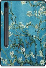 BASEY. Hoesje Geschikt voor Samsung Galaxy Tab S7 FE Hoes Case Tablet Hoesje Tri-fold Met Uitsparing Geschikt voor S Pen - Hoes Geschikt voor Samsung Tab S7 FE Hoesje Hard Cover Bookcase Hoes - Bloesem
