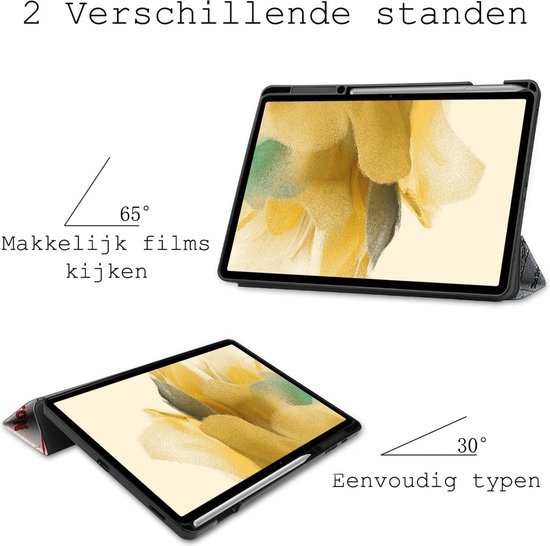 BASEY. Hoesje Geschikt voor Samsung Galaxy Tab S7 FE Hoes Case Tablet Hoesje Tri-fold Met Uitsparing Geschikt voor S Pen - Hoes Geschikt voor Samsung Tab S7 FE Hoesje Hard Cover Bookcase Hoes - Eiffeltoren
