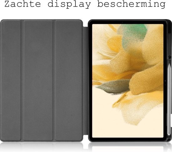 BASEY. Hoesje Geschikt voor Samsung Galaxy Tab S7 FE Hoes Case Tablet Hoesje Tri-fold Met Uitsparing Geschikt voor S Pen - Hoes Geschikt voor Samsung Tab S7 FE Hoesje Hard Cover Bookcase Hoes - Eiffeltoren