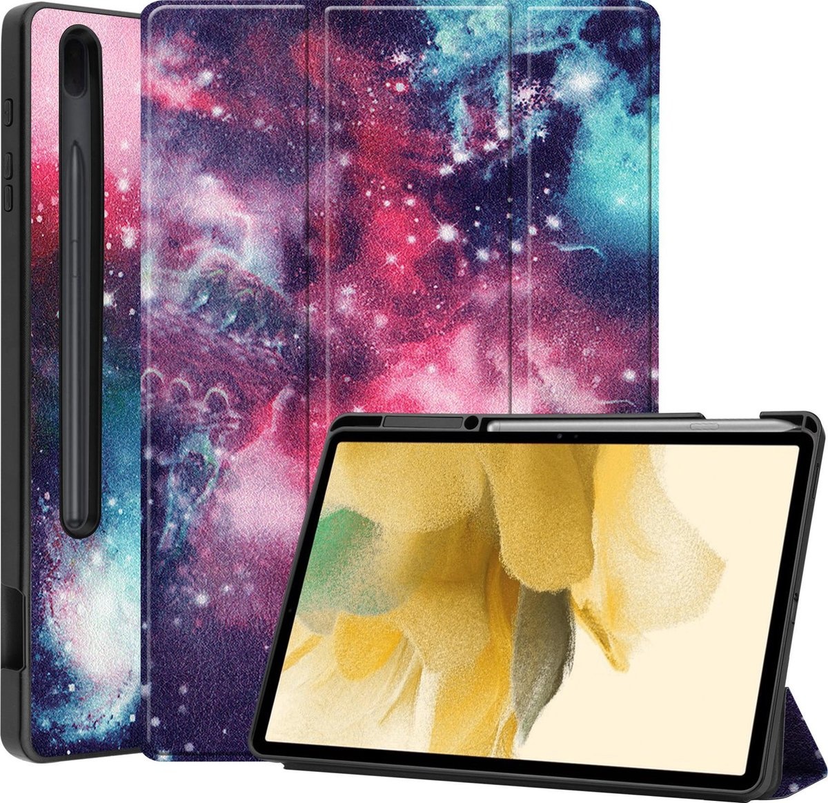 BASEY. Hoesje Geschikt voor Samsung Galaxy Tab S7 FE Hoes Case Tablet Hoesje Tri-fold Met Uitsparing Geschikt voor S Pen - Hoes Geschikt voor Samsung Tab S7 FE Hoesje Hard Cover Bookcase Hoes - Galaxy