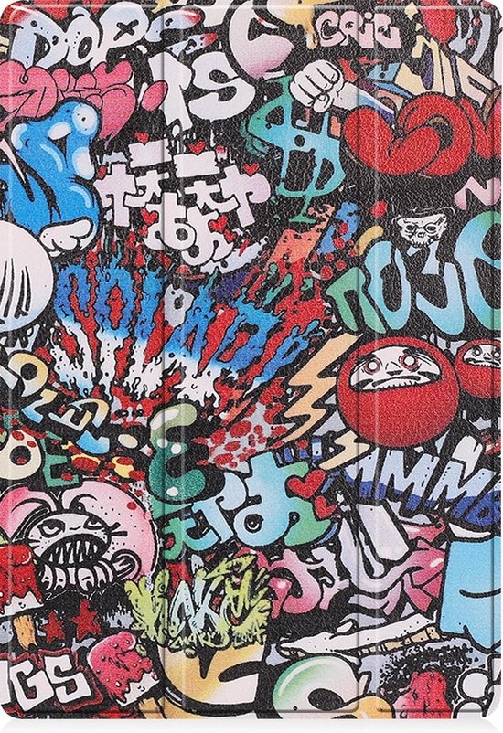 BASEY. Hoesje Geschikt voor Samsung Galaxy Tab S7 FE Hoes Case Tablet Hoesje Tri-fold Met Uitsparing Geschikt voor S Pen - Hoes Geschikt voor Samsung Tab S7 FE Hoesje Hard Cover Bookcase Hoes - Graffity