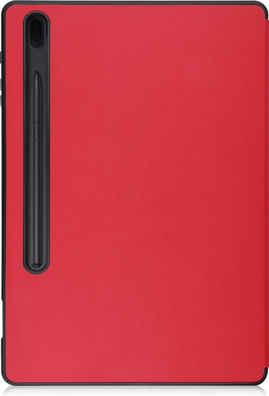 BASEY. Hoesje Geschikt voor Samsung Galaxy Tab S7 FE Hoes Case Tablet Hoesje Tri-fold Met Uitsparing Geschikt voor S Pen - Hoes Geschikt voor Samsung Tab S7 FE Hoesje Hard Cover Bookcase Hoes - Rood