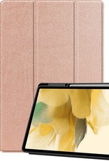 BASEY. Hoesje Geschikt voor Samsung Galaxy Tab S7 FE Hoes Case Tablet Hoesje Tri-fold Met Uitsparing Geschikt voor S Pen - Hoes Geschikt voor Samsung Tab S7 FE Hoesje Hard Cover Bookcase Hoes - Rosé goud