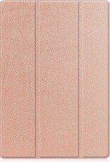 BASEY. Hoesje Geschikt voor Samsung Galaxy Tab S7 FE Hoes Case Tablet Hoesje Tri-fold Met Uitsparing Geschikt voor S Pen - Hoes Geschikt voor Samsung Tab S7 FE Hoesje Hard Cover Bookcase Hoes - Rosé goud