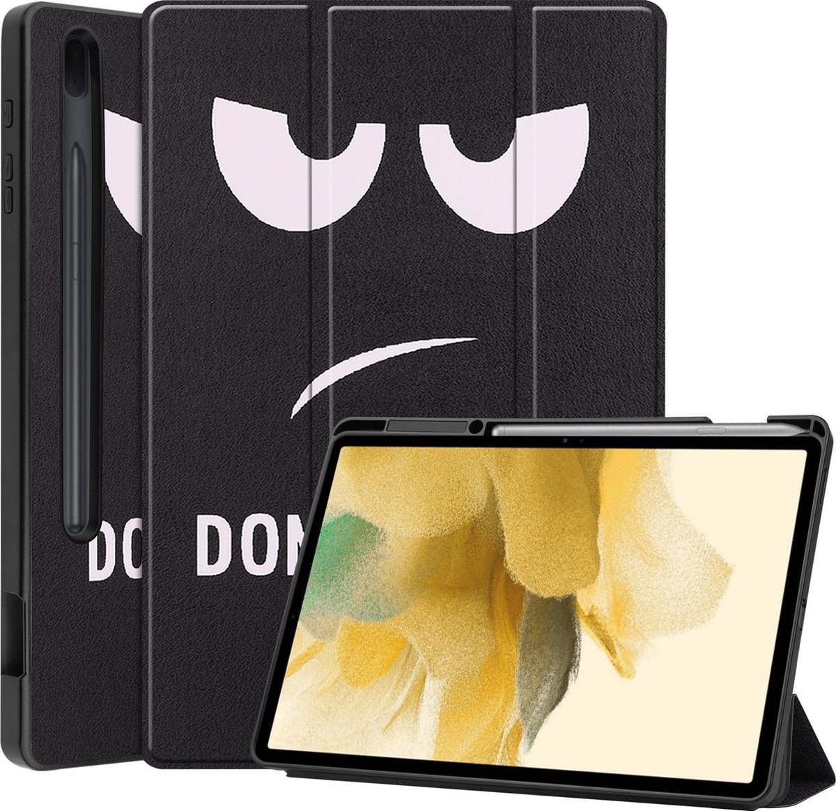 BASEY. Hoesje Geschikt voor Samsung Galaxy Tab S7 FE Hoes Case Tablet Hoesje Tri-fold Met Uitsparing Geschikt voor S Pen - Hoes Geschikt voor Samsung Tab S7 FE Hoesje Hard Cover Bookcase Hoes - Don't Touch Me