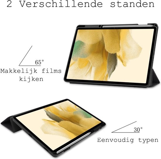 BASEY. Hoesje Geschikt voor Samsung Galaxy Tab S7 FE Hoes Case Tablet Hoesje Tri-fold Met Uitsparing Geschikt voor S Pen - Hoes Geschikt voor Samsung Tab S7 FE Hoesje Hard Cover Bookcase Hoes - Don't Touch Me