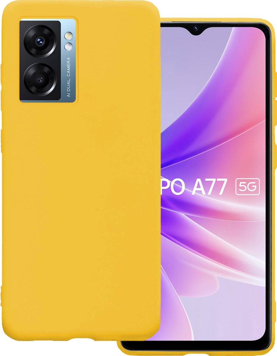 BASEY. Hoes Geschikt voor OPPO A77 Hoesje Siliconen Back Cover Case - Hoesje Geschikt voor OPPO A77 Hoes Cover Hoesje - Geel