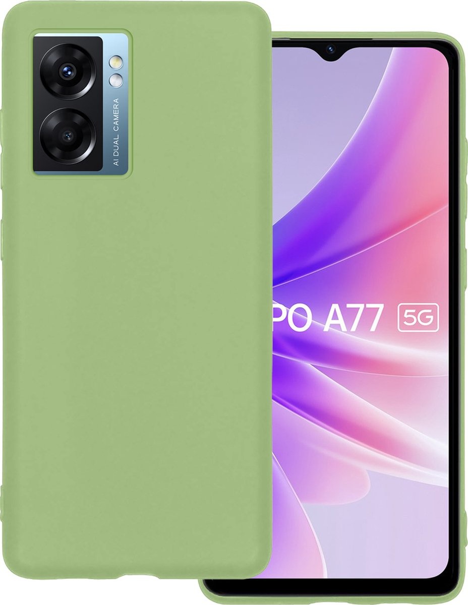 BASEY. Hoes Geschikt voor OPPO A77 Hoesje Siliconen Back Cover Case - Hoesje Geschikt voor OPPO A77 Hoes Cover Hoesje - Groen