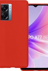 Hoes Geschikt voor OPPO A77 Hoesje Siliconen Back Cover Case - Hoesje Geschikt voor OPPO A77 Hoes Cover Hoesje - Rood