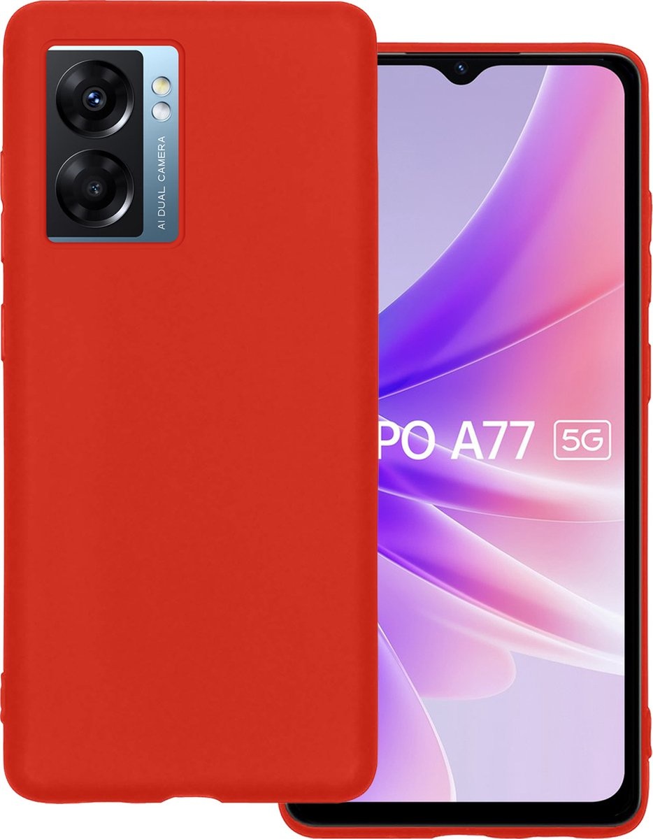 BASEY. Hoes Geschikt voor OPPO A77 Hoesje Siliconen Back Cover Case - Hoesje Geschikt voor OPPO A77 Hoes Cover Hoesje - Rood