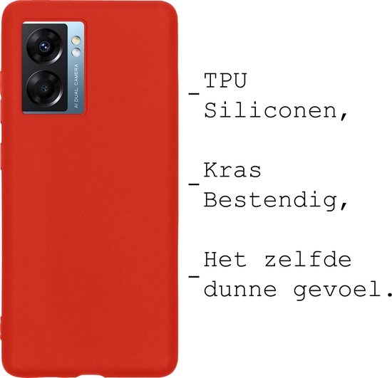 BASEY. Hoes Geschikt voor OPPO A77 Hoesje Siliconen Back Cover Case - Hoesje Geschikt voor OPPO A77 Hoes Cover Hoesje - Rood