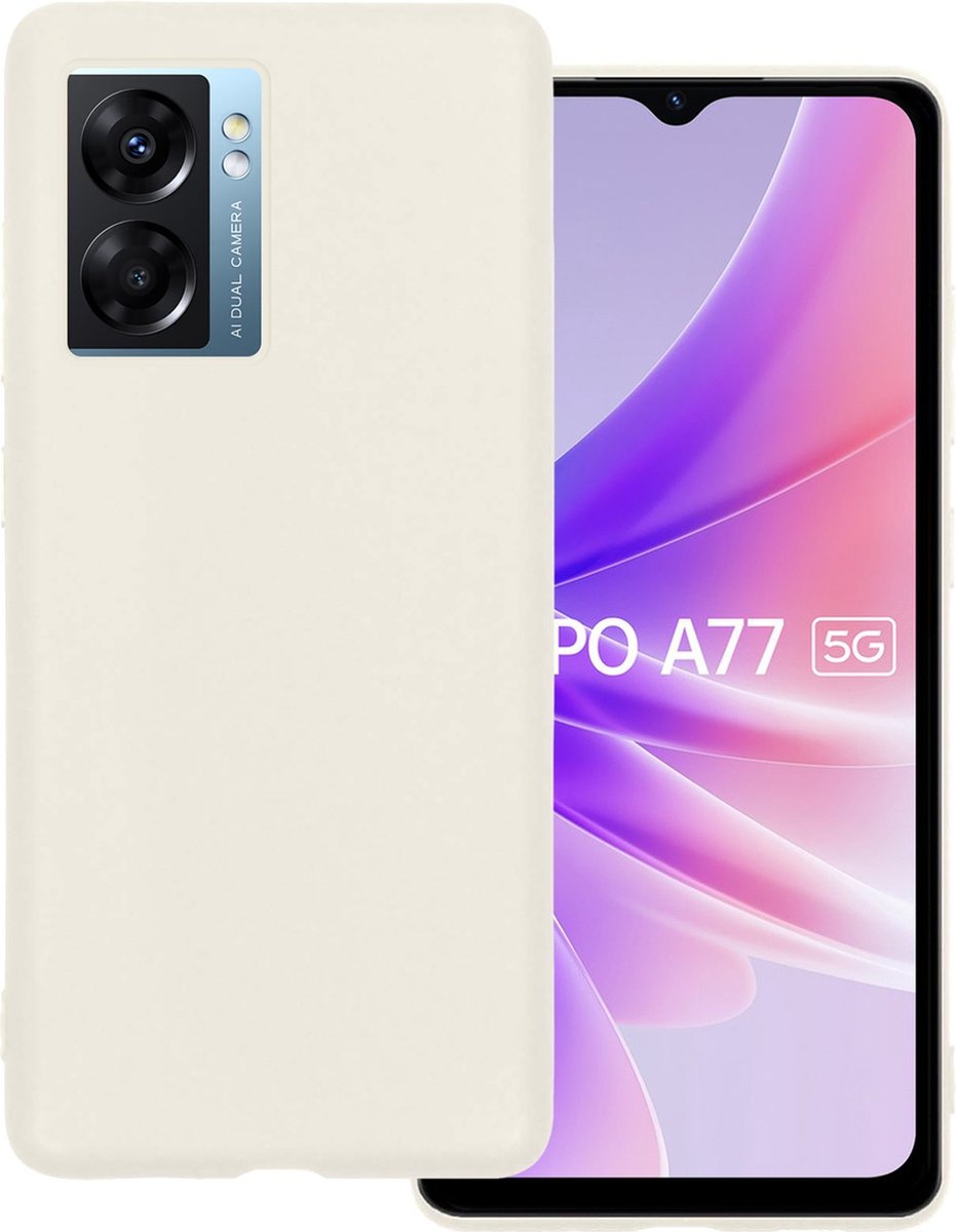 BASEY. Hoes Geschikt voor OPPO A77 Hoesje Siliconen Back Cover Case - Hoesje Geschikt voor OPPO A77 Hoes Cover Hoesje - Wit