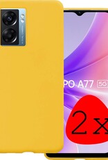 BASEY. Hoes Geschikt voor OPPO A77 Hoesje Siliconen Back Cover Case - Hoesje Geschikt voor OPPO A77 Hoes Cover Hoesje - Geel - 2 Stuks