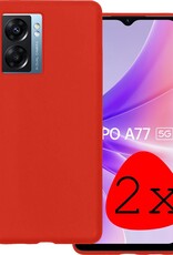 BASEY. Hoes Geschikt voor OPPO A77 Hoesje Siliconen Back Cover Case - Hoesje Geschikt voor OPPO A77 Hoes Cover Hoesje - Rood - 2 Stuks