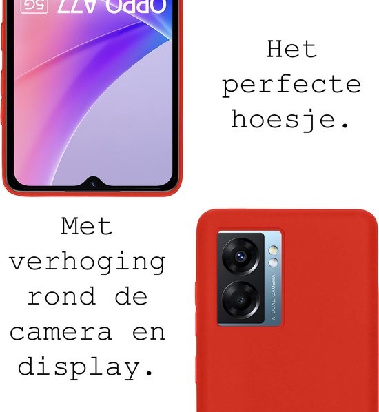 BASEY. Hoes Geschikt voor OPPO A77 Hoesje Siliconen Back Cover Case - Hoesje Geschikt voor OPPO A77 Hoes Cover Hoesje - Rood - 2 Stuks