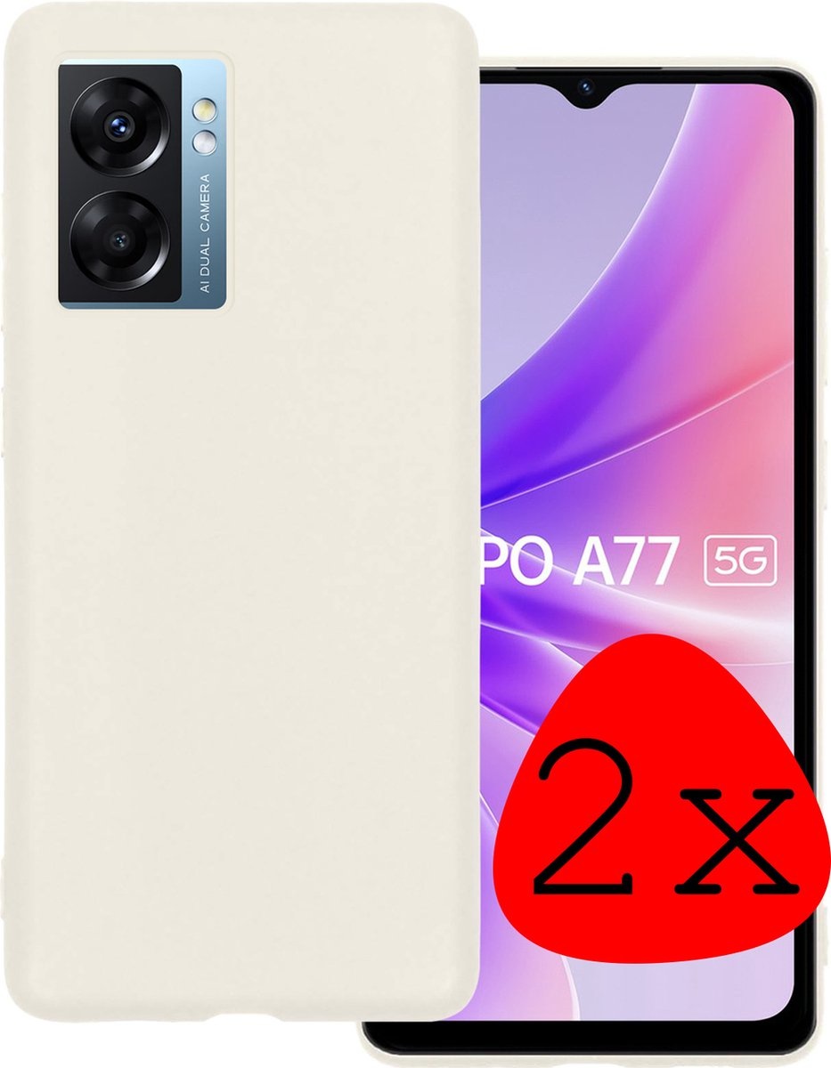 BASEY. Hoes Geschikt voor OPPO A77 Hoesje Siliconen Back Cover Case - Hoesje Geschikt voor OPPO A77 Hoes Cover Hoesje - Wit - 2 Stuks