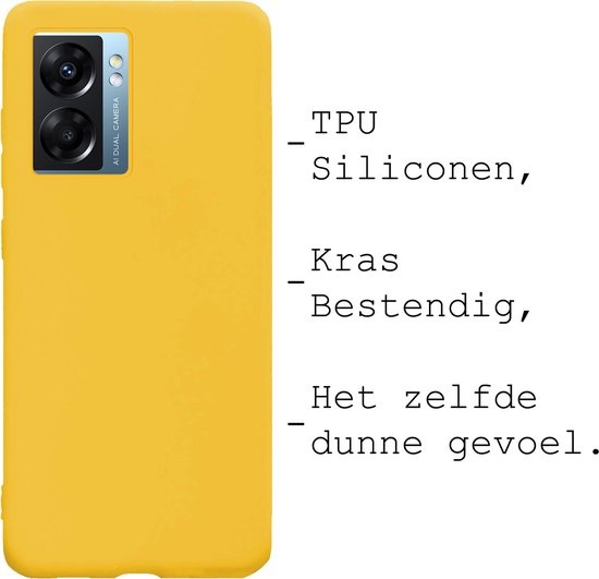 BASEY. Hoes Geschikt voor OPPO A77 Hoesje Siliconen Back Cover Case Met Screenprotector - Hoesje Geschikt voor OPPO A77 Hoes Cover Hoesje - Geel