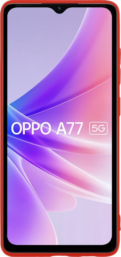 BASEY. Hoes Geschikt voor OPPO A77 Hoesje Siliconen Back Cover Case Met Screenprotector - Hoesje Geschikt voor OPPO A77 Hoes Cover Hoesje - Rood