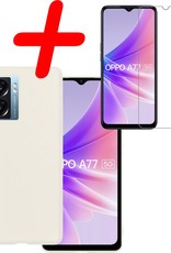 BASEY. Hoes Geschikt voor OPPO A77 Hoesje Siliconen Back Cover Case Met Screenprotector - Hoesje Geschikt voor OPPO A77 Hoes Cover Hoesje - Wit