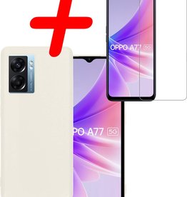 BASEY. BASEY. OPPO A77 Hoesje Siliconen Met Screenprotector - Wit