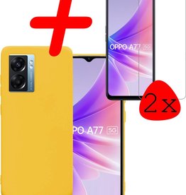 BASEY. OPPO A77 Hoesje Siliconen Met 2x Screenprotector - Geel