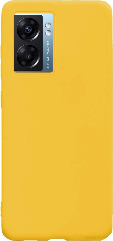 BASEY. Hoes Geschikt voor OPPO A77 Hoesje Siliconen Back Cover Case Met 2x Screenprotector - Hoesje Geschikt voor OPPO A77 Hoes Cover Hoesje - Geel