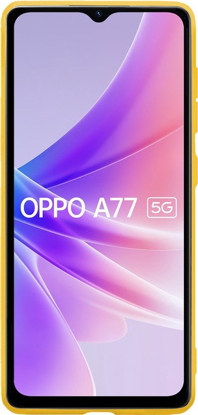 BASEY. Hoes Geschikt voor OPPO A77 Hoesje Siliconen Back Cover Case Met 2x Screenprotector - Hoesje Geschikt voor OPPO A77 Hoes Cover Hoesje - Geel