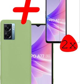BASEY. BASEY. OPPO A77 Hoesje Siliconen Met 2x Screenprotector - Groen