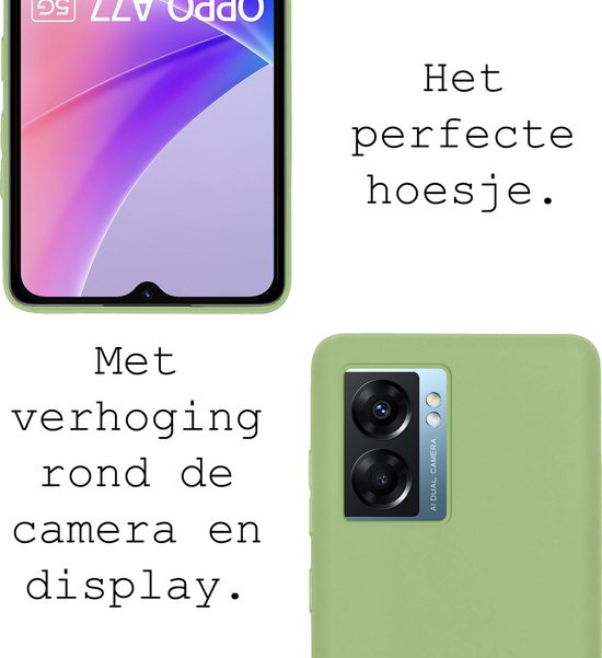 OPPO A77 Hoesje Siliconen Back Cover Case Met 2x Screenprotector - OPPO A77 Hoes Silicone Case Hoesje - Groen