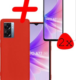 BASEY. BASEY. OPPO A77 Hoesje Siliconen Met 2x Screenprotector - Rood
