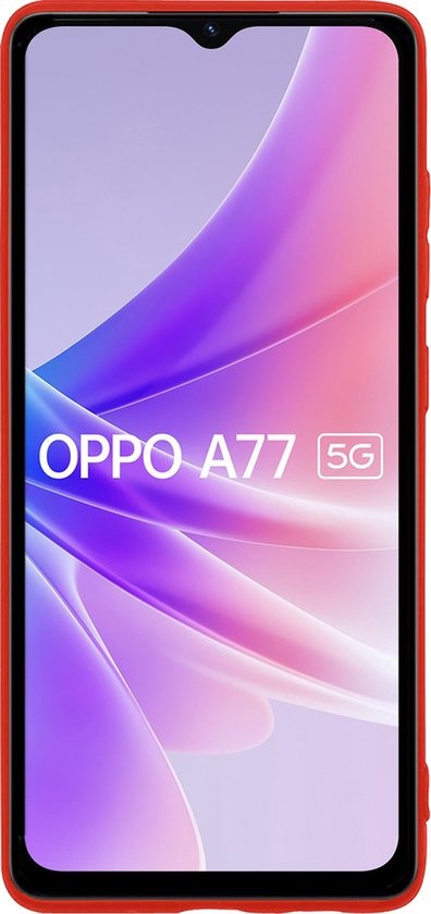OPPO A77 Hoesje Siliconen Back Cover Case Met 2x Screenprotector - OPPO A77 Hoes Silicone Case Hoesje - Rood