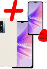 BASEY. Hoes Geschikt voor OPPO A77 Hoesje Siliconen Back Cover Case Met 2x Screenprotector - Hoesje Geschikt voor OPPO A77 Hoes Cover Hoesje - Wit