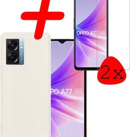 BASEY. OPPO A77 Hoesje Siliconen Met 2x Screenprotector - Wit